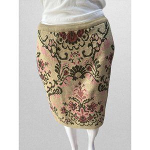 Anne Pinkerton Vintage Floral Knit Skirt with Pockets